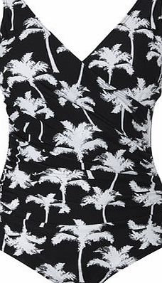 Bhs Womens Black And White Palm Tree Tummy Control