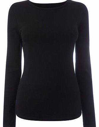 Womens Black Long Sleeve Crew Neck, black