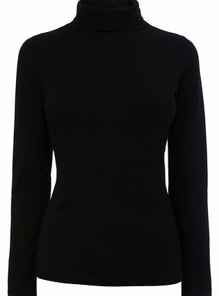 Womens Black Long Sleeve Roll Neck Top, black