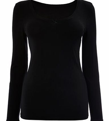 Womens Black Super Soft Heat Generating Thermal