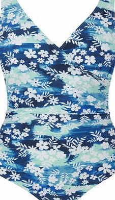 Bhs Womens Blue Brushstroke Floral Printed Tummy