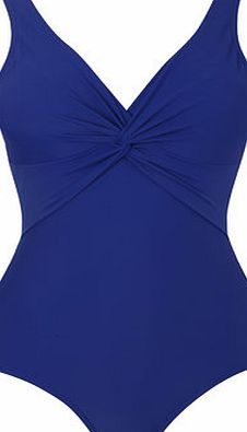 Womens Bright Blue Twist Detail Tummy Control