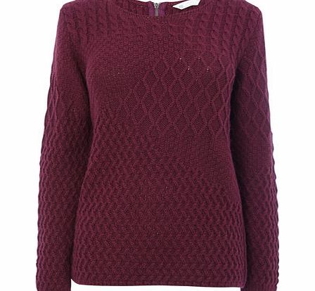 Womens Burgundy Patchwork Jumper, burgundy