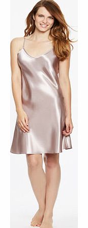 Womens Champagne Satin Reversible Chemise,