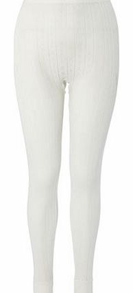 Womens Cream Heart Pointellle Thermal Seamfree