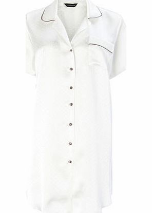 Womens Cream Mocha Trim Nightshirt, cream