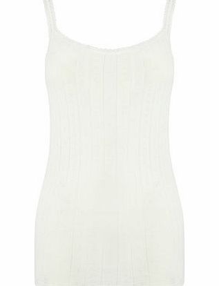 Womens Cream Pointelle Thermal Cami Vest, cream