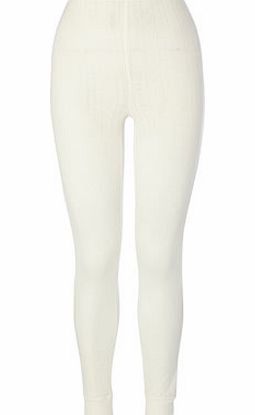 Womens Cream Pointelle Thermal Legging, cream