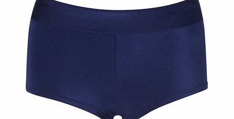 Bhs Womens Great Value Shiny Navy Bikini Bottoms,