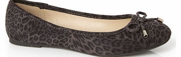 Womens Grey Animal Ballet Pump,