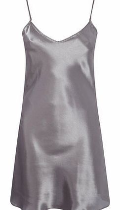 Womens Grey Satin Reversible Chemise, grey