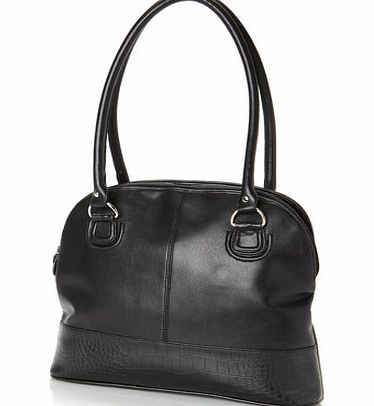 Womens Horizontal Croc Trim Bugatti Bag, black