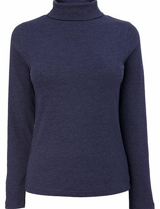 Womens Indigo Long Sleeve Roll Neck Top, indigo