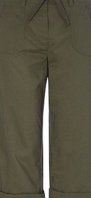 Bhs Womens Khaki Cotton Crop Trousers, khaki