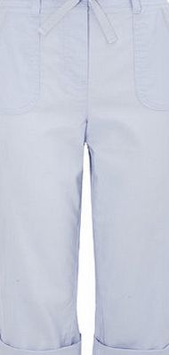 Bhs Womens Light Blue Cotton Crop Trousers, light