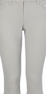 Bhs Womens Light Grey Stretch Twill Crop Trousers,