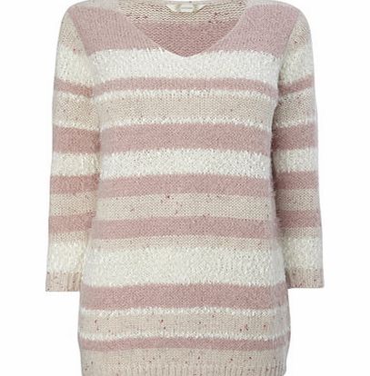 Womens Mixed Pink Fluff Stripe Jumper, mixed