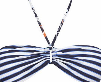 Bhs Womens Navy And White Beach Stripe Bandeau