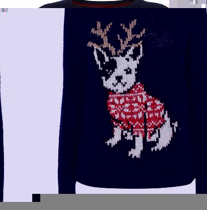 Womens Navy Christmas Dog Jumper, navy 587040896