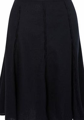 Bhs Womens Navy Linen Pull On Skirt, navy 355100249