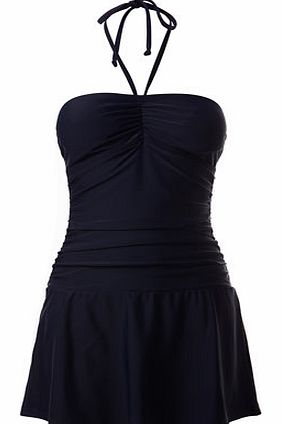 Womens Plain Navy Bandeau Swimdress, navy