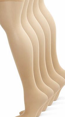 Bhs Womens Sand 5 Pairs of 10 Denier Nylon Tights,