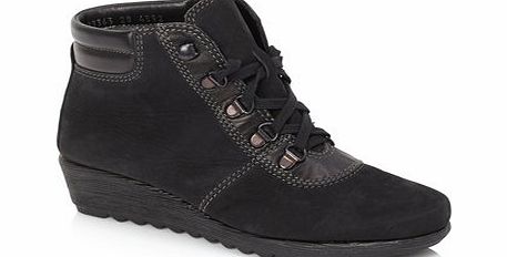 Womens TLC Black Leather Lace Walker Boots,