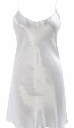 Womens White Satin Reversiable Chemise, white