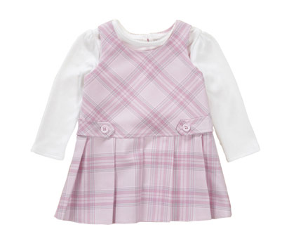 Woven check pinny dress set