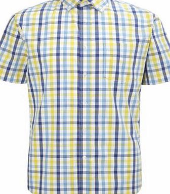 Bhs Yellow Mix Cotton Checked Shirt, Yellow