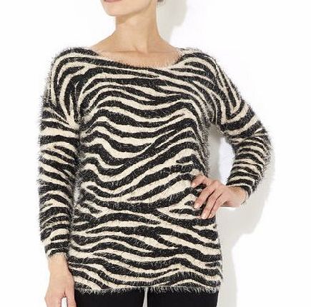 Bhs Zebra Fluffy Jumper, stone 12034482730