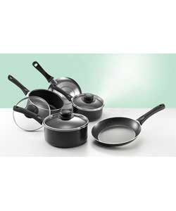 bialetti 5 Piece Soft Touch Black Aluminium Pan Set