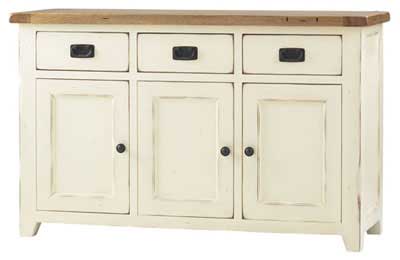 Oak and Cream Painted triple Sideboard