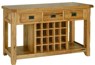 Oak Wine Rack Console Table