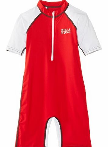 Billabong Girls Go Bananas Spring Suit Rash Guard - Fire Red, Size 4