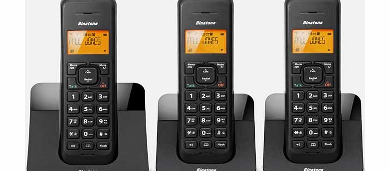 Binatone Luna Black Cordless Telephone - Triple