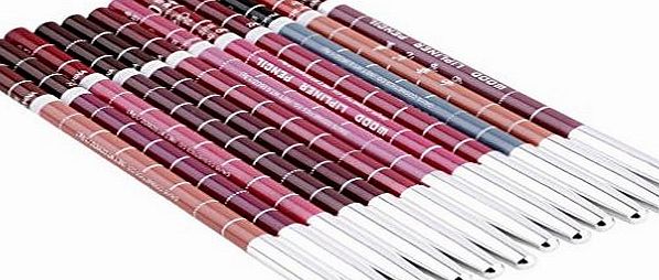 Bingo-uk New 12 PCS Professional Lipliner Waterproof Lip Liner Pencil 15CM