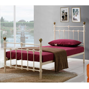 Atlas 3FT Single Metal Bedstead - Cream