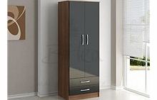 Lynx 2 Door Combination Wardrobe Walnut