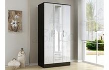 Lynx 3 Door 2 Drawer Wardrobe Black And