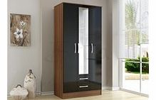 Lynx 3 Door 2 Drawer Wardrobe Walnut And