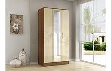 Lynx 3 Door Wardrobe Walnut And Cream