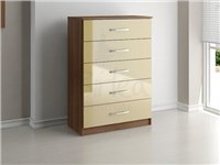 Lynx 5 Drawer Chest Walnut and Cream