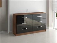 Lynx 6 Drawer Chest Walnut and Black