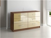 Lynx 6 Drawer Chest Walnut and Cream