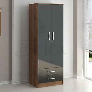 Lynx Black 2 Drawer 2 Door Wardrobe