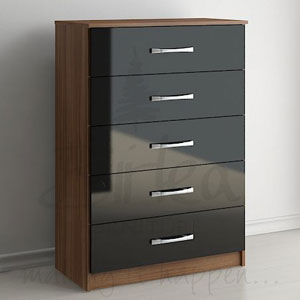 Lynx Black 5 Drawer Chest