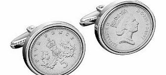 Birthday Cufflinks 10 year wedding anniversary-Tin Gift -2004 Anniversary Cufflinks English -2004 five pence cufflinks