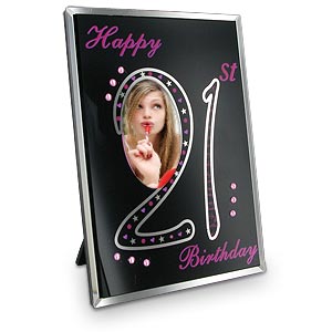 Black and Crystal 21st Birthday Photo Frame