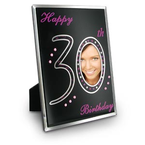 Black and Crystal 30th Birthday Photo Frame